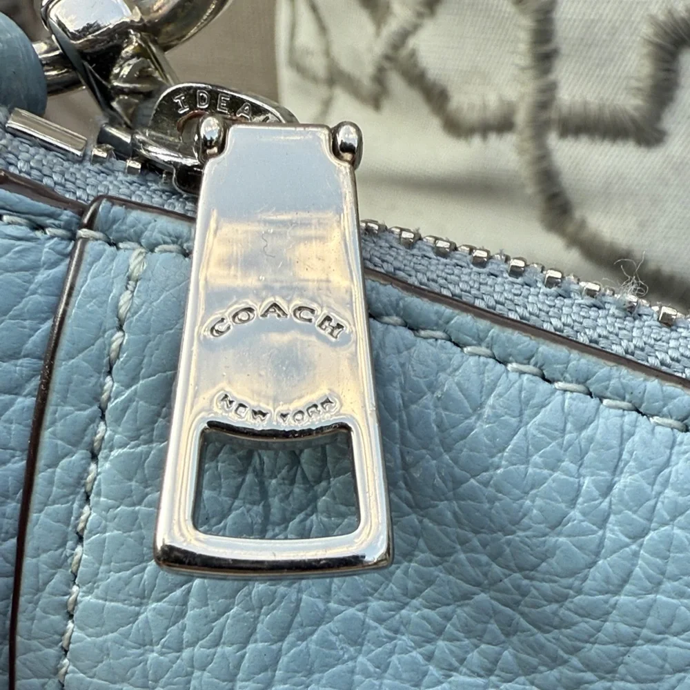 Coach Sky Blue Leather Shoulder Bag - Picture 6 of 16